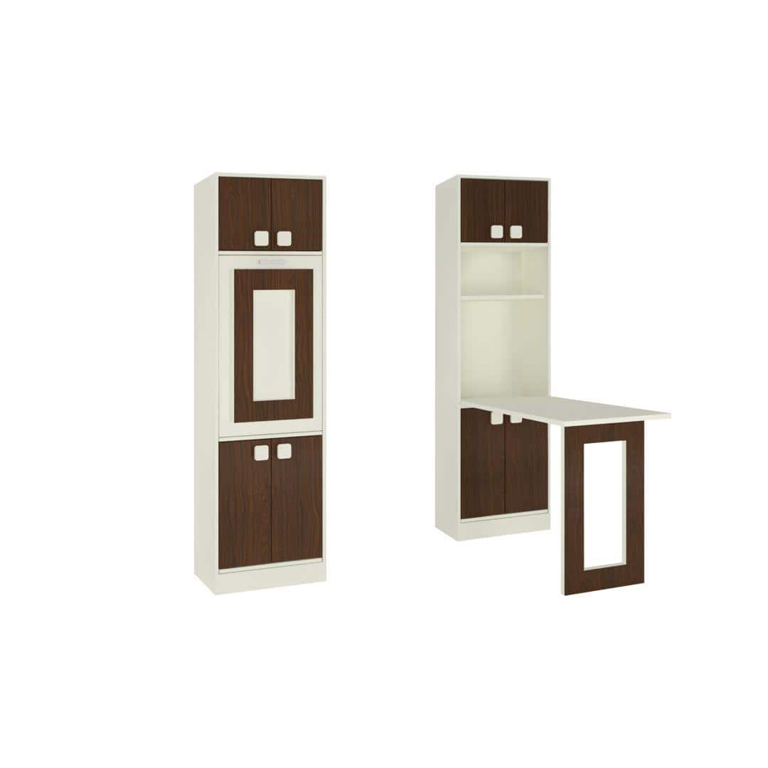 Royale Study Set with Folding Desk cum Bookshelf and Teak Wood Chair in Coffee Walnut Colour