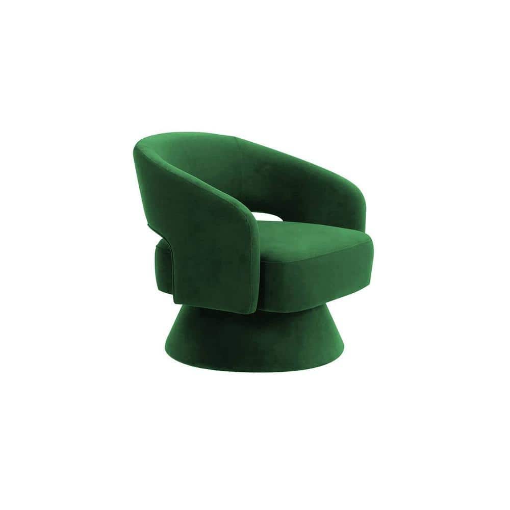 Aracell Swivel Solid Wood Round Chair in Green Colour