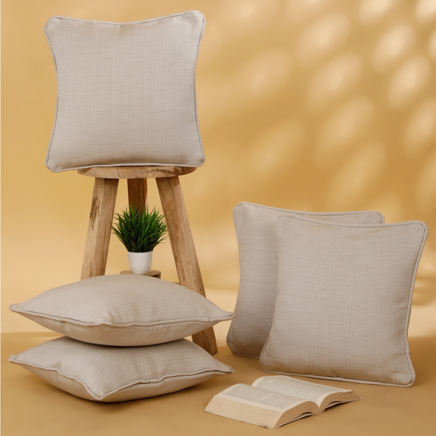 Set Of 5 Rib  Square Cushion Covers