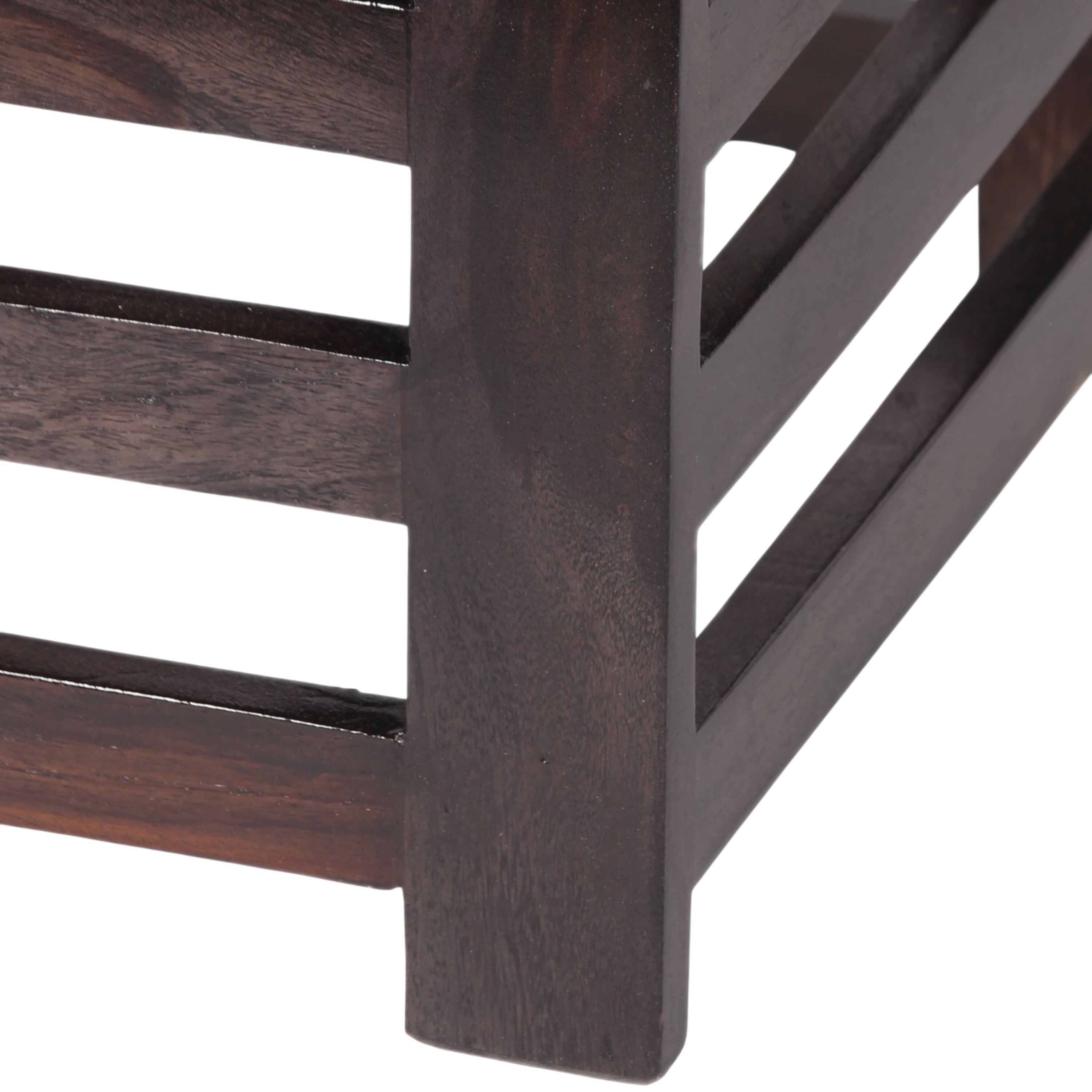 Houston Sheesham Wood Stool in Mahogany Finish & Turquoise Sea Velvet Cushion