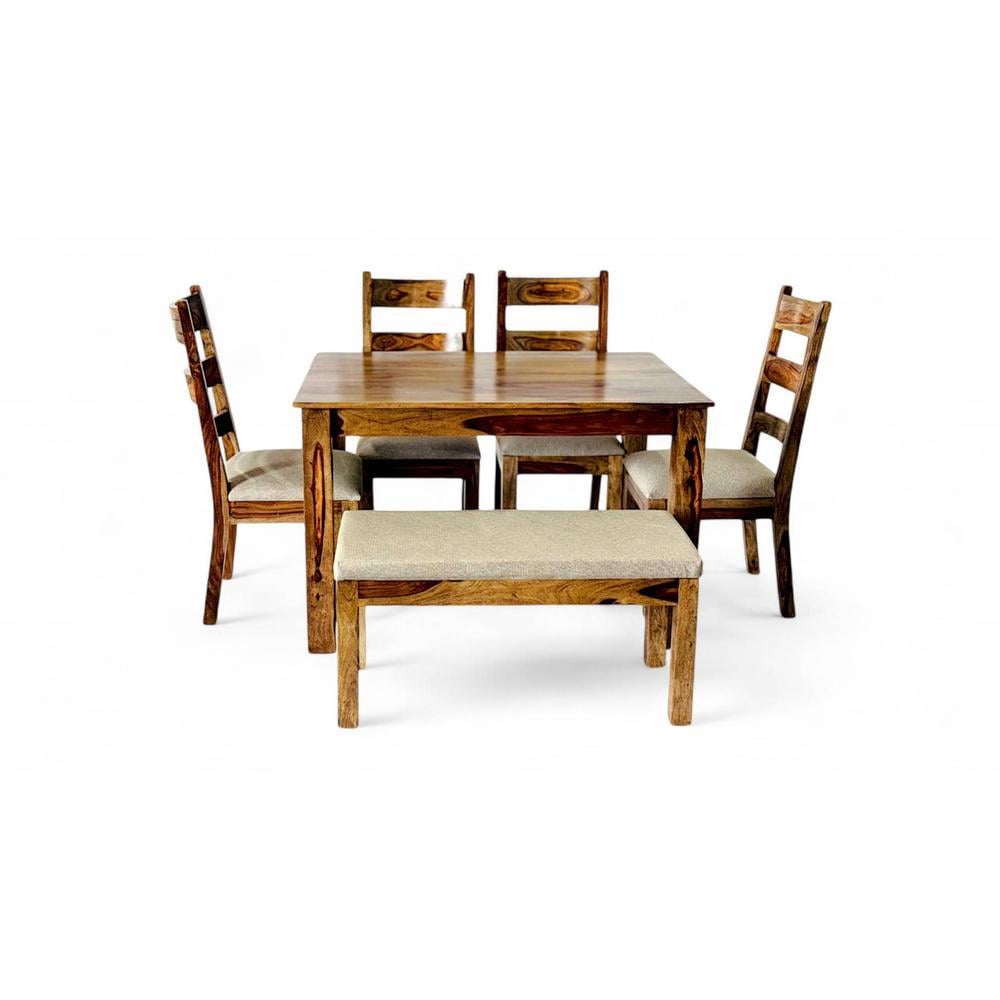 Oakmont Sheesham Wood Accent 6 Seater Dining Set With Teak Finish