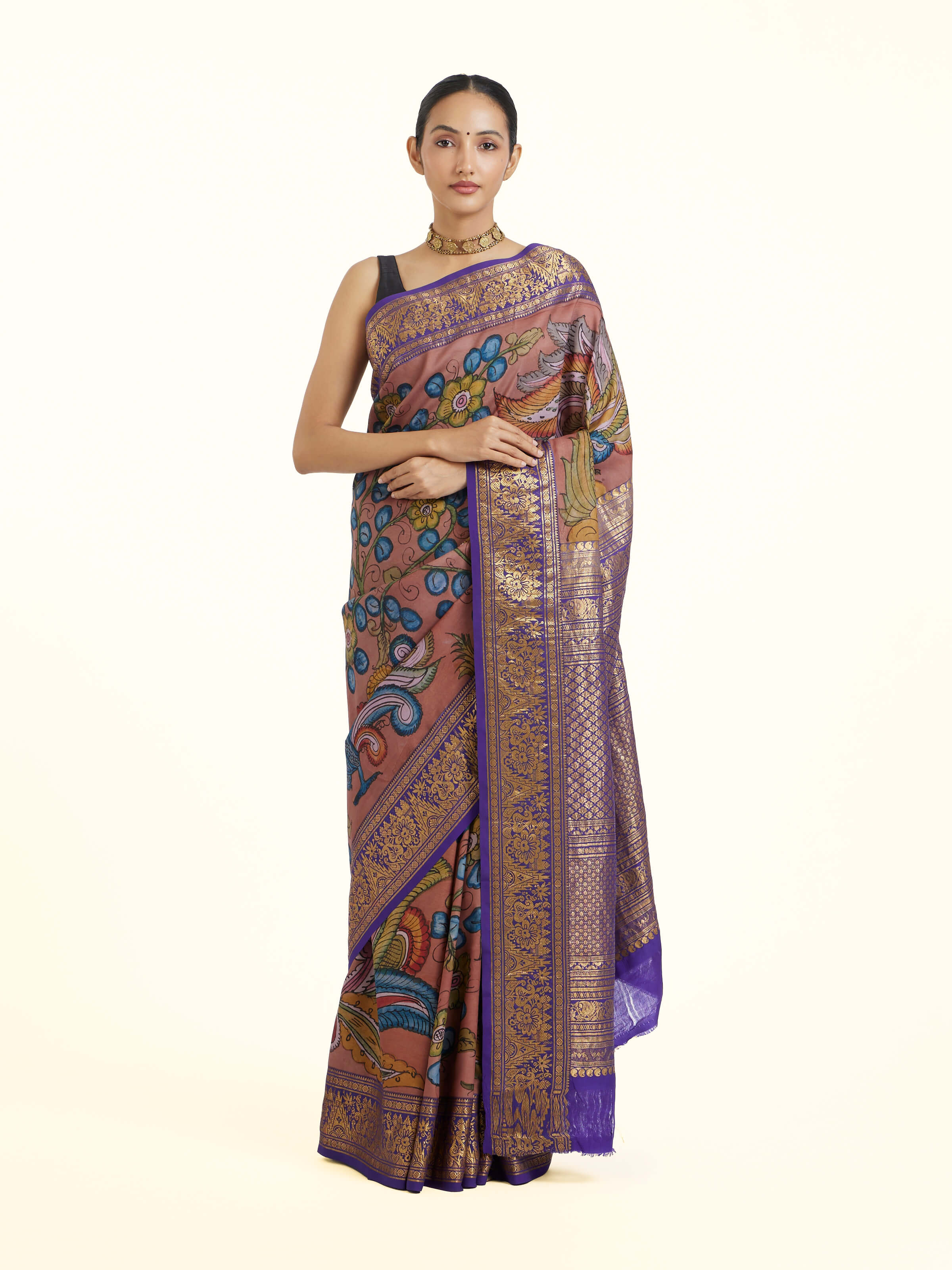 Kalamkari Kanchi Silk Saree