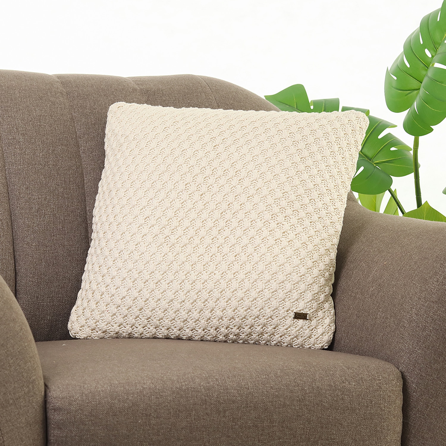 Mini Popcorn Natural Cotton Cushion Cover 18X18 Inches - Pluchi