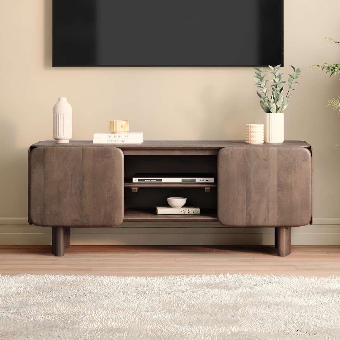 Olen Solid Wood TV Cabinet In Danish Walnut Finish