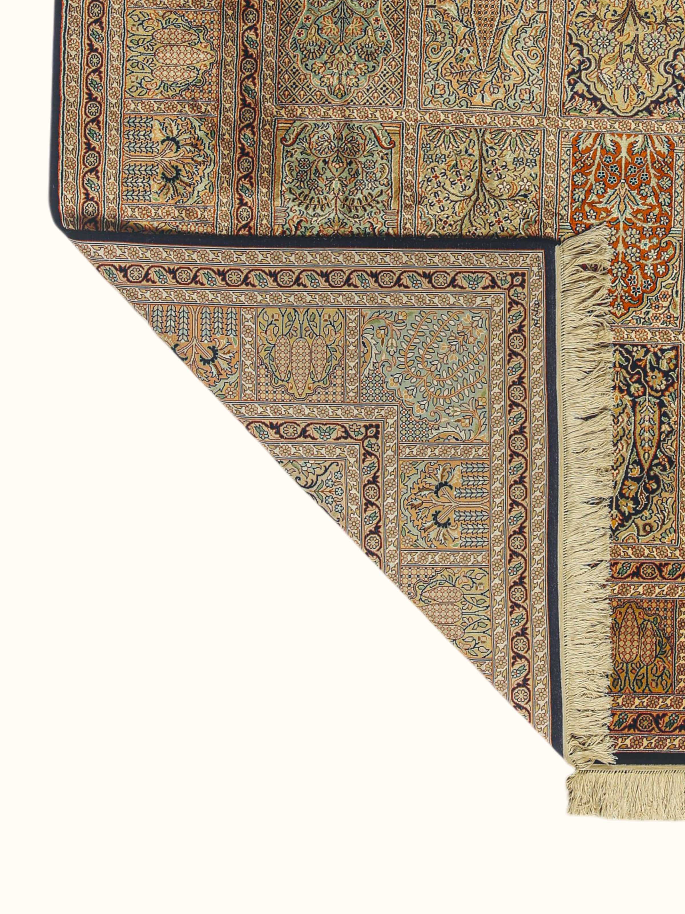 Traditional Persian Multi Bakhtiari Panel Kashmir Silk Hand-Knotted Carpet