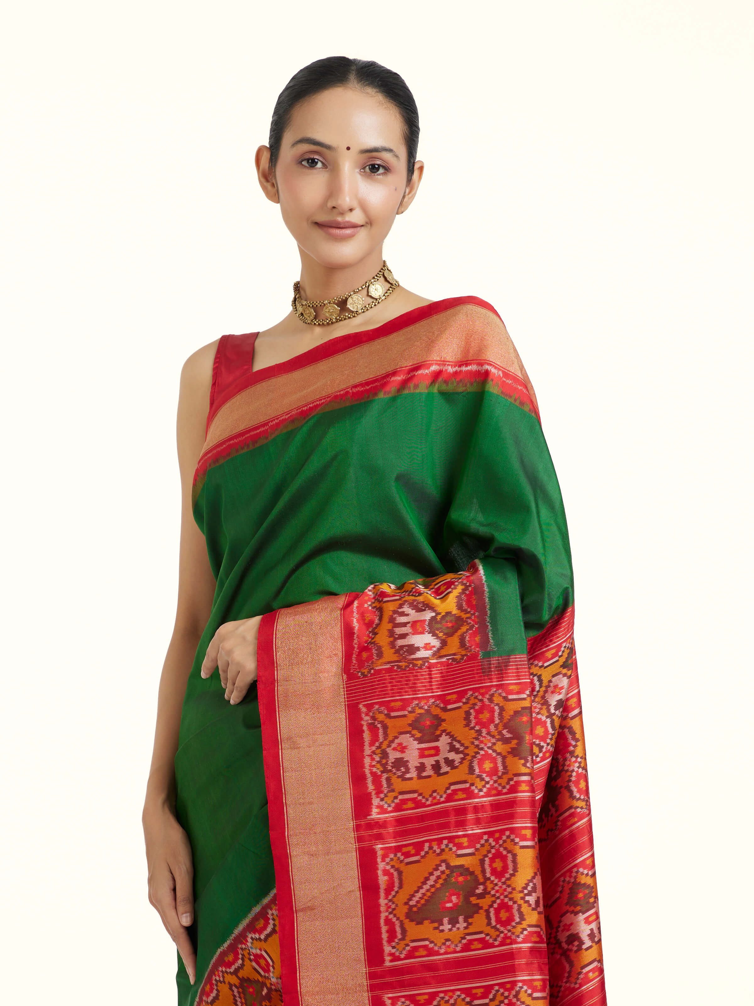 Green Pochampally Ikat Silk Saree