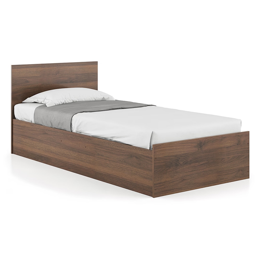 Zoey Engineered Wood Single Size Box Storage Bed In Classic Walnut Finish