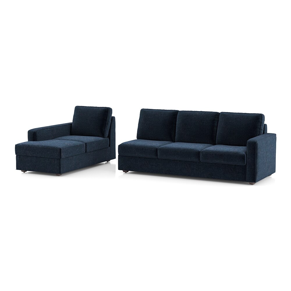 Apollo Compact Fabric Sectional Compact Sofa (Colour : Cobalt, Cushion : Hard, Back Type : Regular, Seating Capacity : Left Aligned 3 Seater + Left Aligned Chaise)