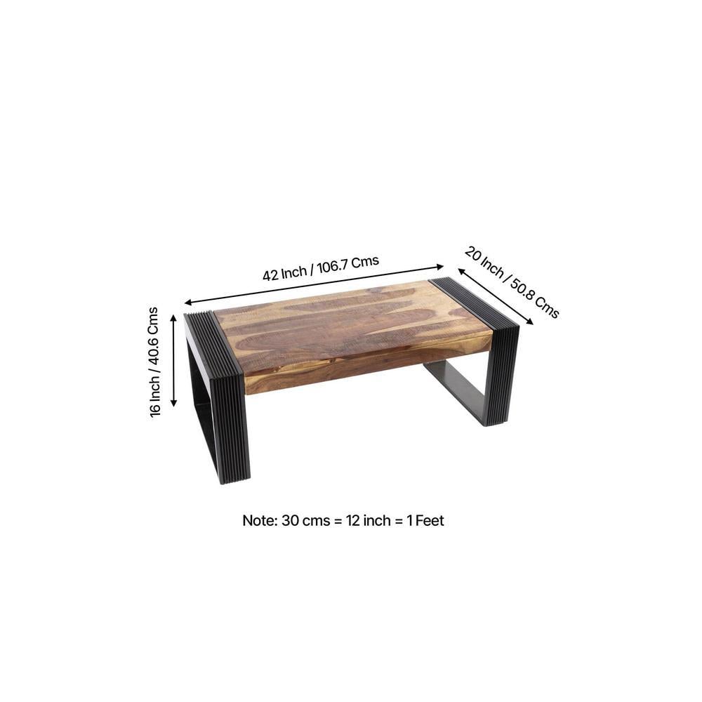 Hudson Sheesham Wood Coffee Table In Natural Rustic Wood Finish