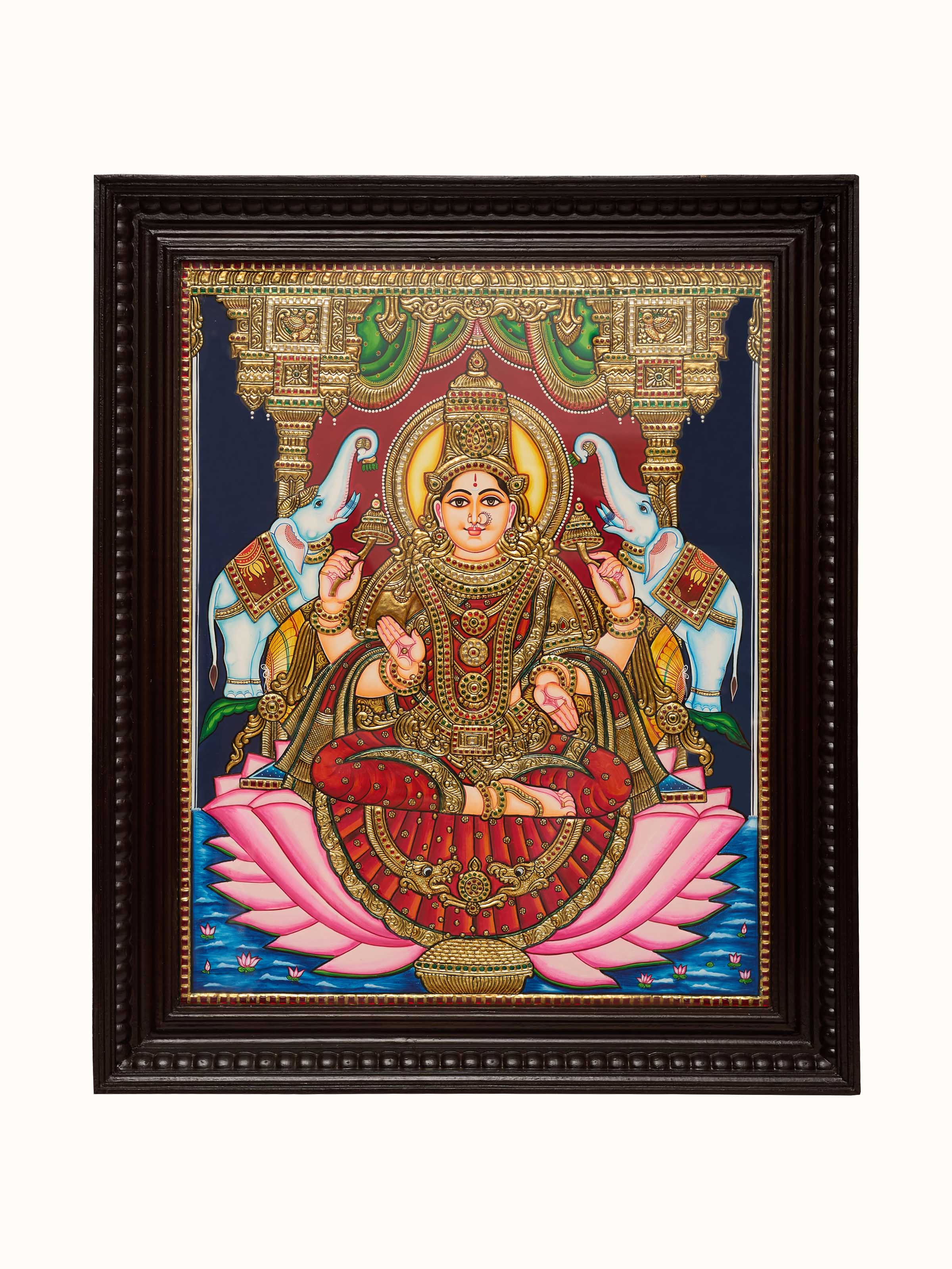 Lakshmi Thanjavur Teak Wood Painting
