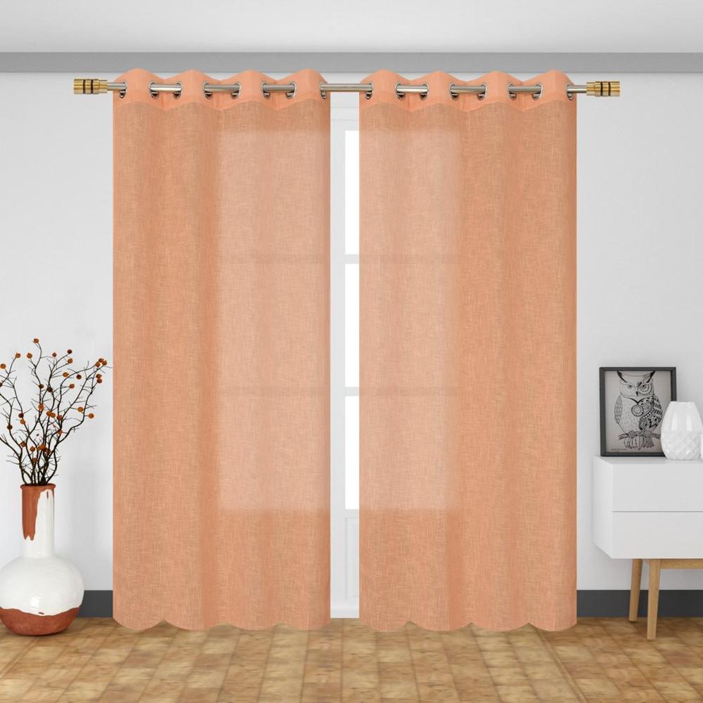 linen net Pack Of 2 Sheer Long Door Curtains - Aaho Decor
