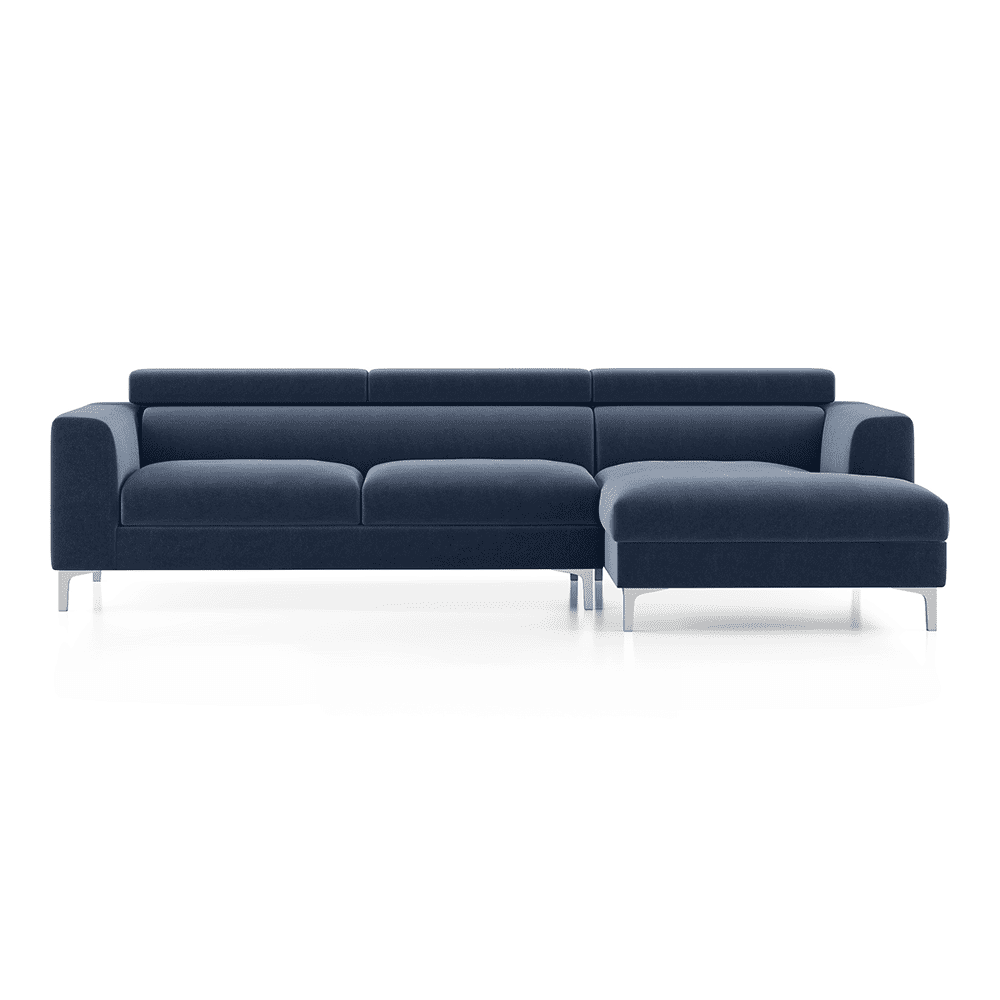 Chelsea Right Aligned 3 Seater Sectional Fabric Sofa (Lapis Blue)