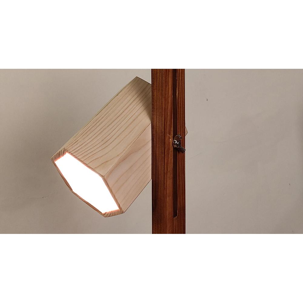 Hexspot Brown Wooden Table Lamp with Beige Wooden Lampshade