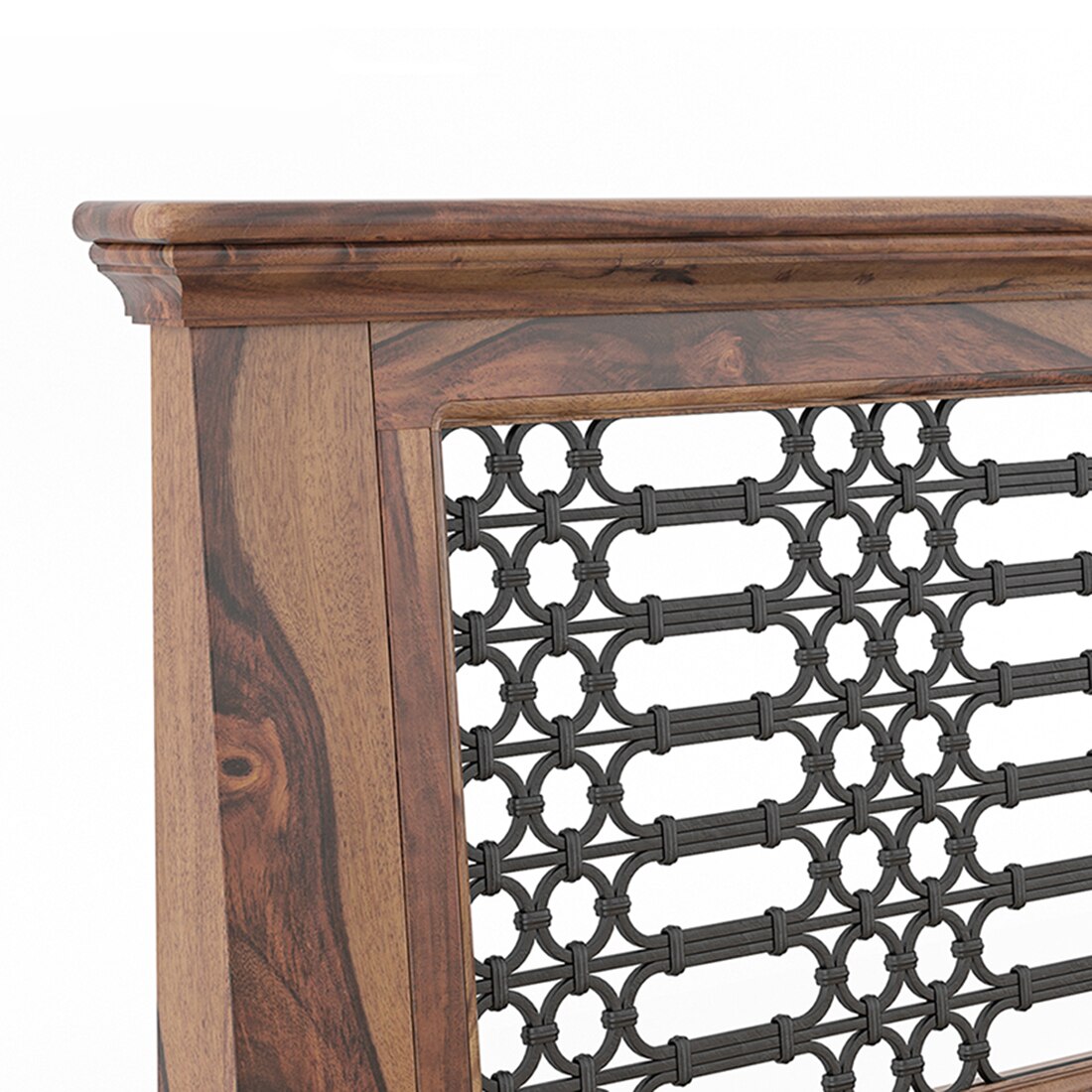 Bunai Solid Wood Queen Size Box Storage Bed In Teak Finish