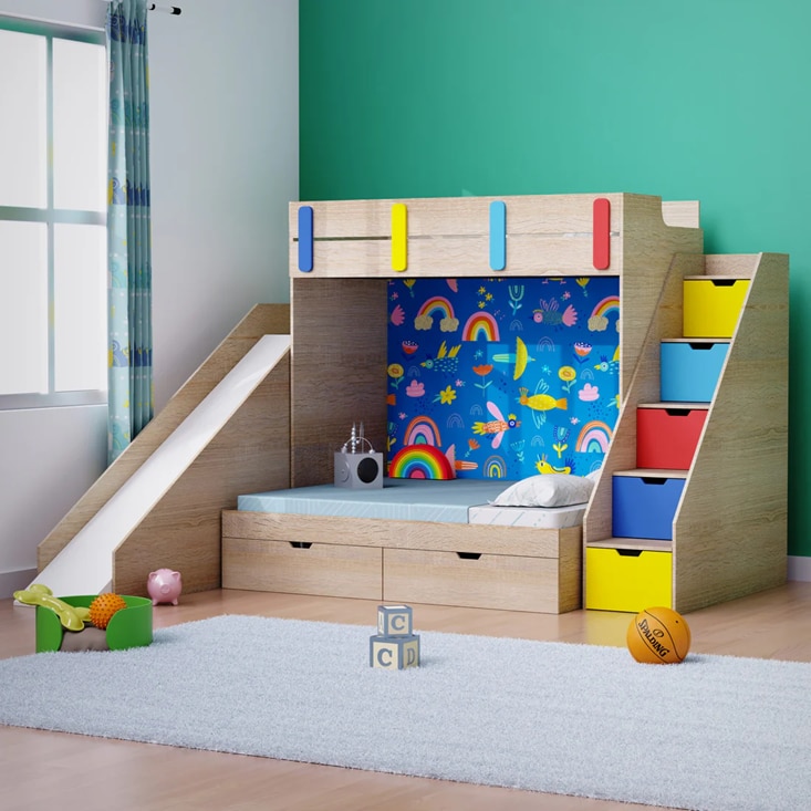 Sleep N SlideBunk Bed 6X5 Drawers On Wheels In Blue Colour
