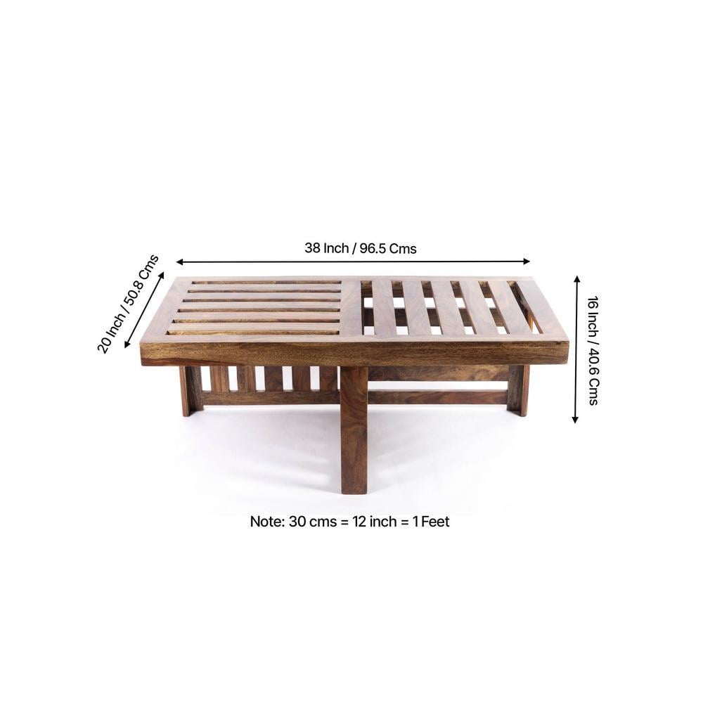 Irish Sheesham Wood 2 Seater Coffee Table Set In Teak Finish