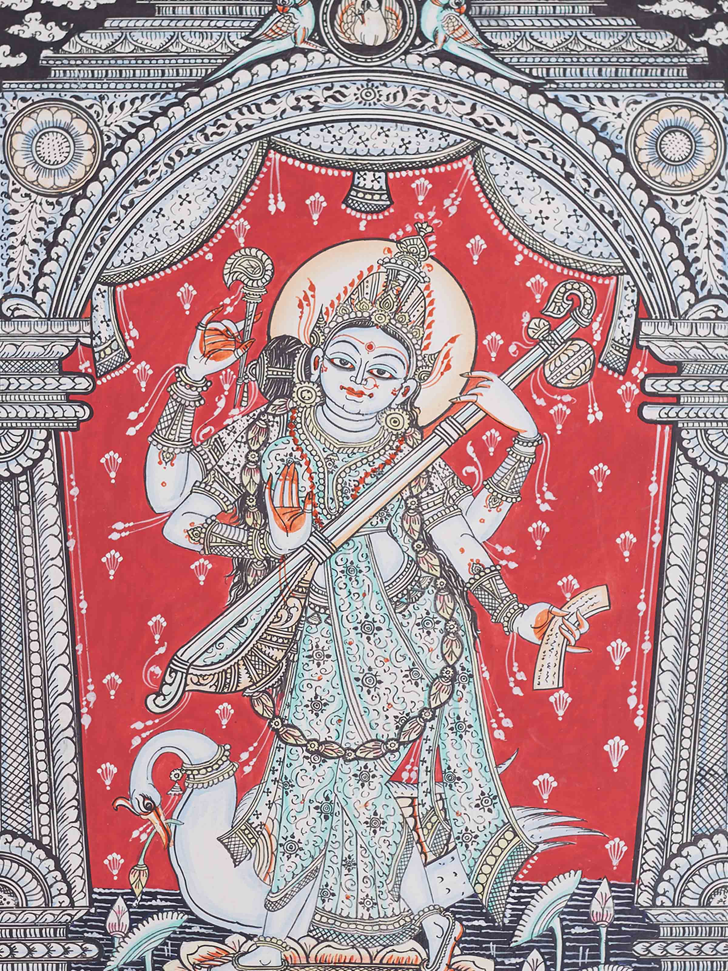 Saraswati Canvas Patachitra Painting