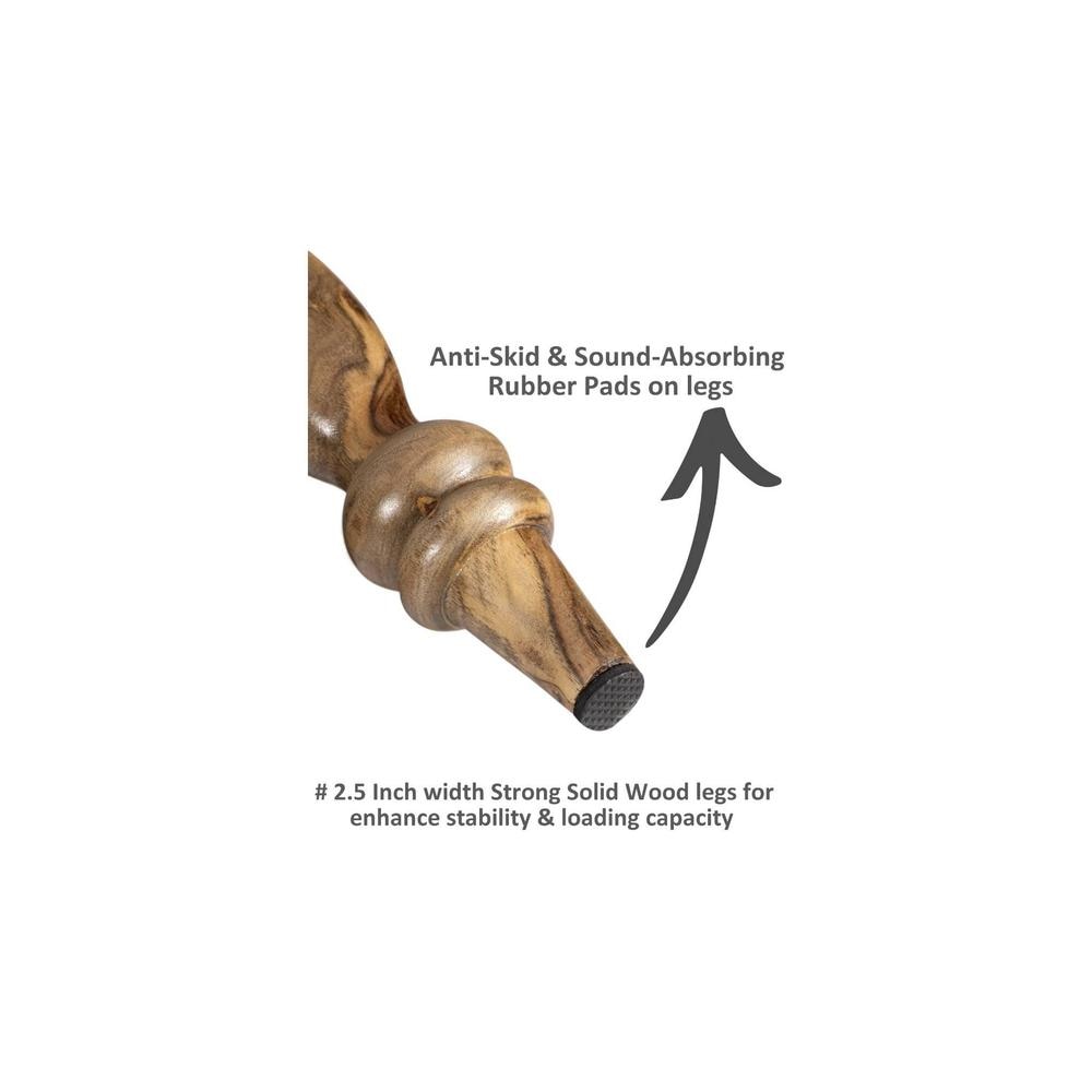 Roswell Sheesham Wood Mid Century Round Stool in Fruit Print Blue Kantha Upholstery