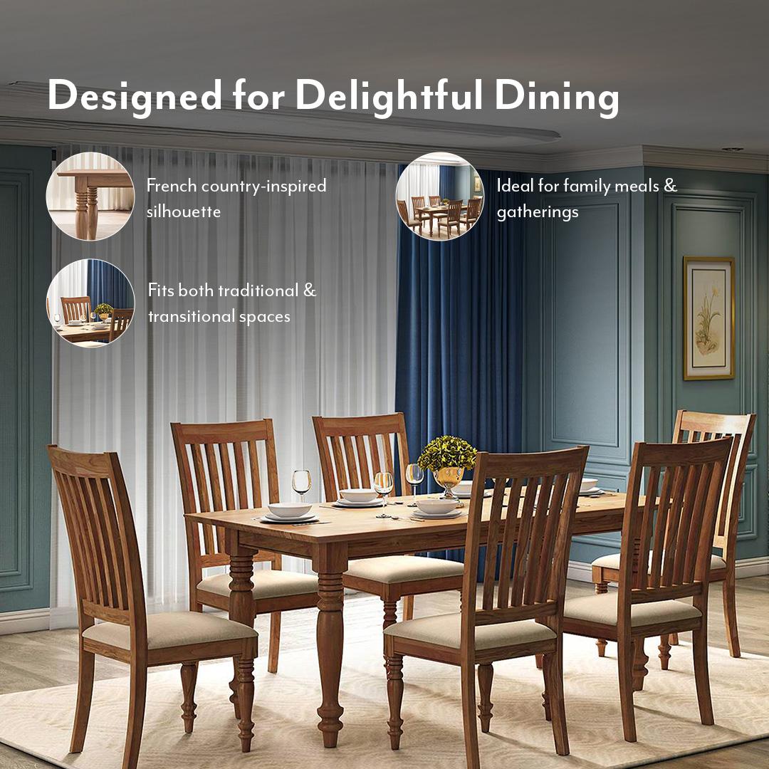 Tuscany 6 Seater Dining Table In Latin American Teak Finish