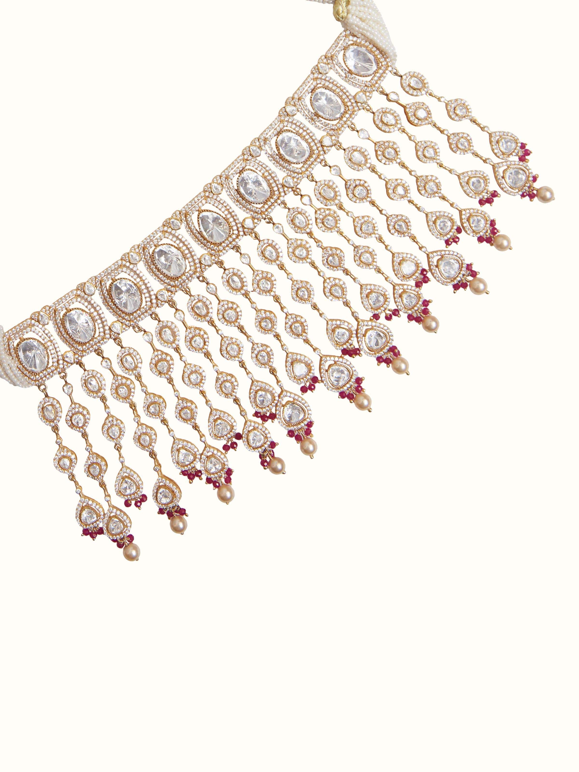 Dank Polki Silver Collar Necklace