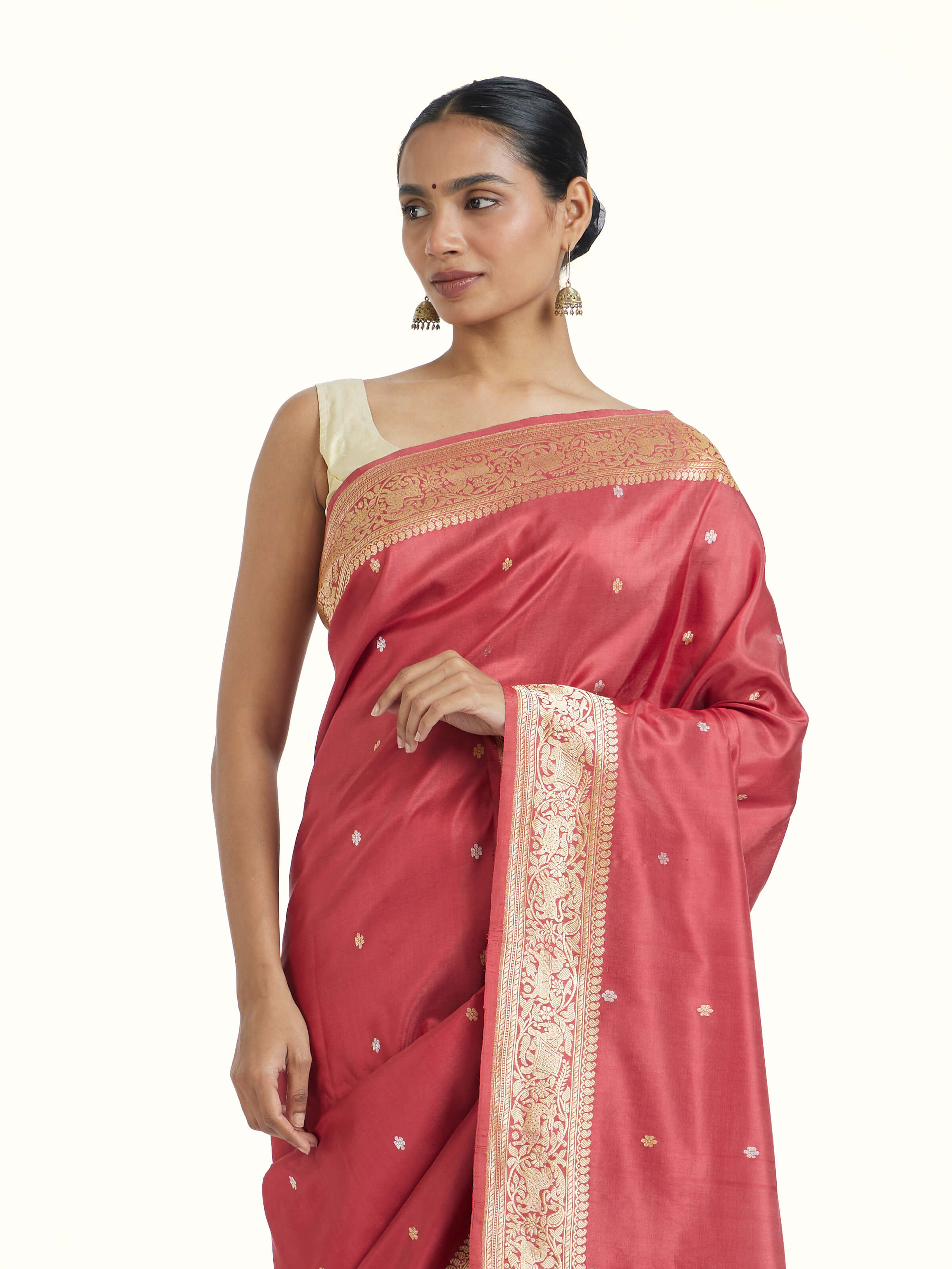 Pink Ashavali Brocade Silk Saree