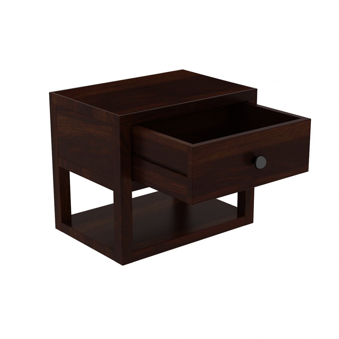 Stanfiled Solid Wood Bedside Table in Walnut Finish