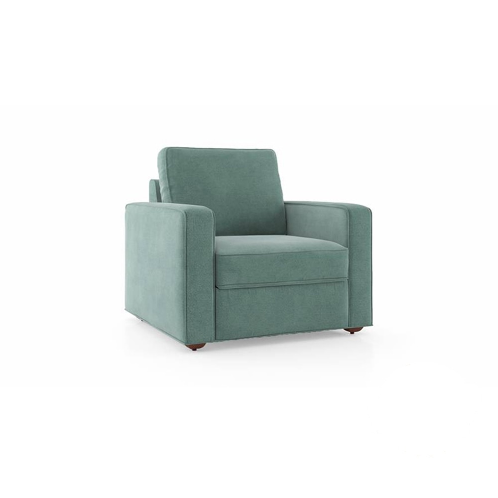 Apollo 1 Seater Fabric Sofa in Dusty Turquoise Velvet Colour