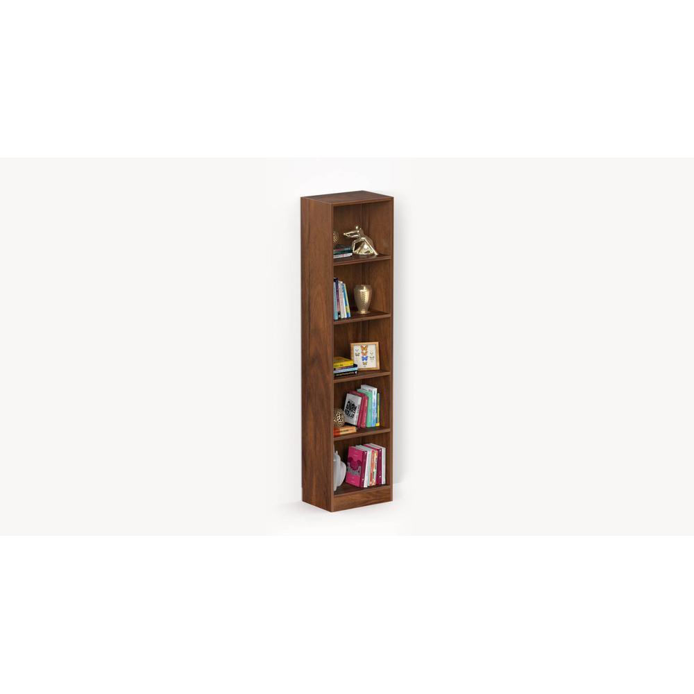 Alex Engineered Wood Bookshelf with 5 Shelves in Brown Maple