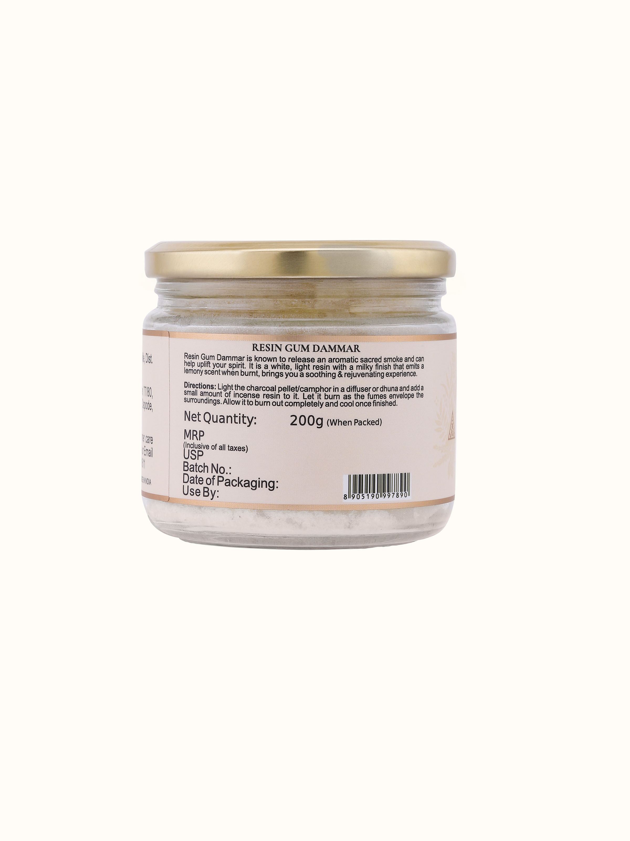 Top angle of Dammar Incense pack capturing packaging and resin clarity for puja rituals