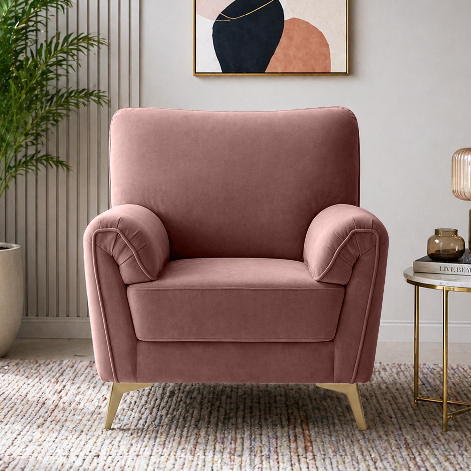 Osbert Velvet 2 Seater Sofa in Pink Color - Home Lifestylez