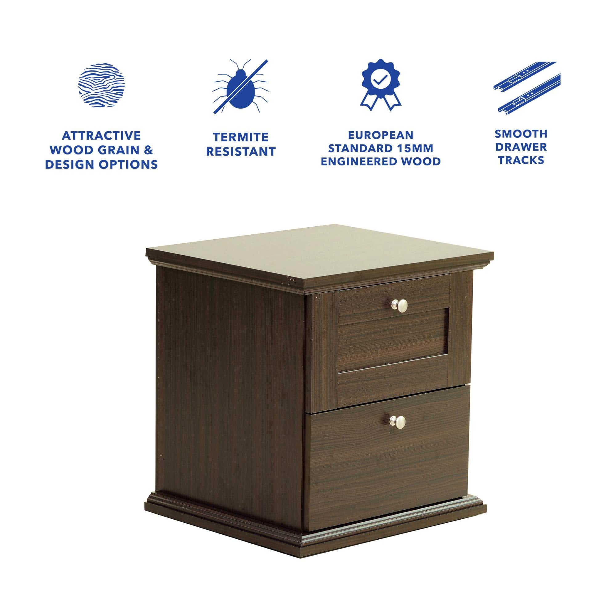 Taro Engineered Wood Bedside Table In Walnut Finish