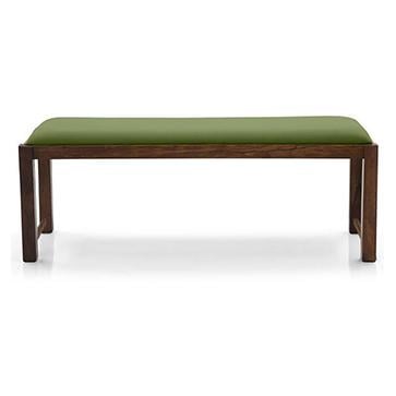 Oribi Dining Bench In Teak Finish With Avocado Green Fabric