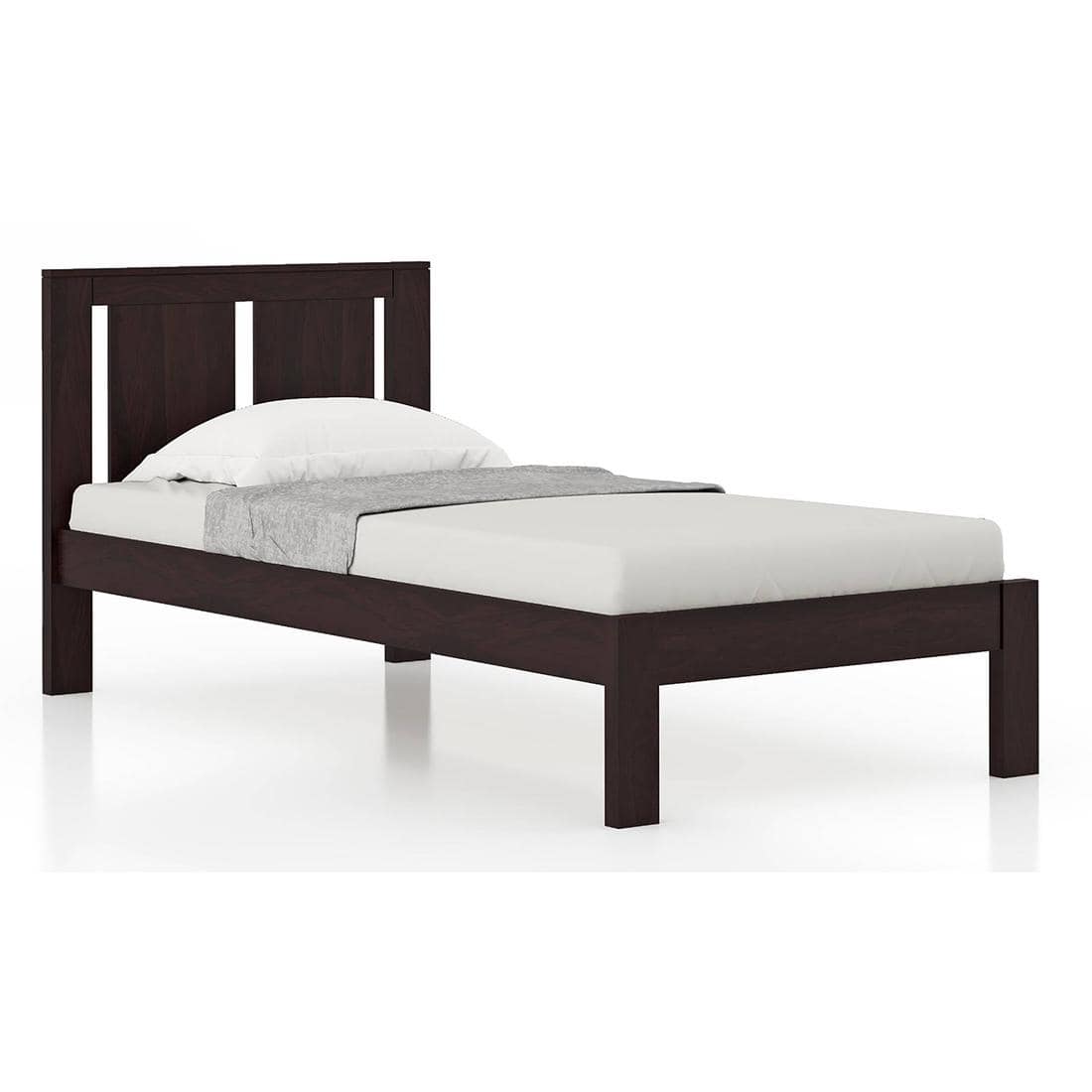 Durban Solid Wood Single Size Non Storage Bed In Mahogany Finish