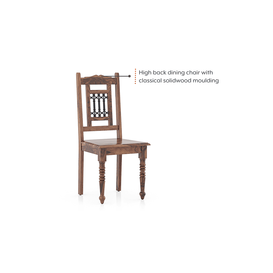 Bunai Solid Wood Dining Chair Set Of 2 In Teak Finish