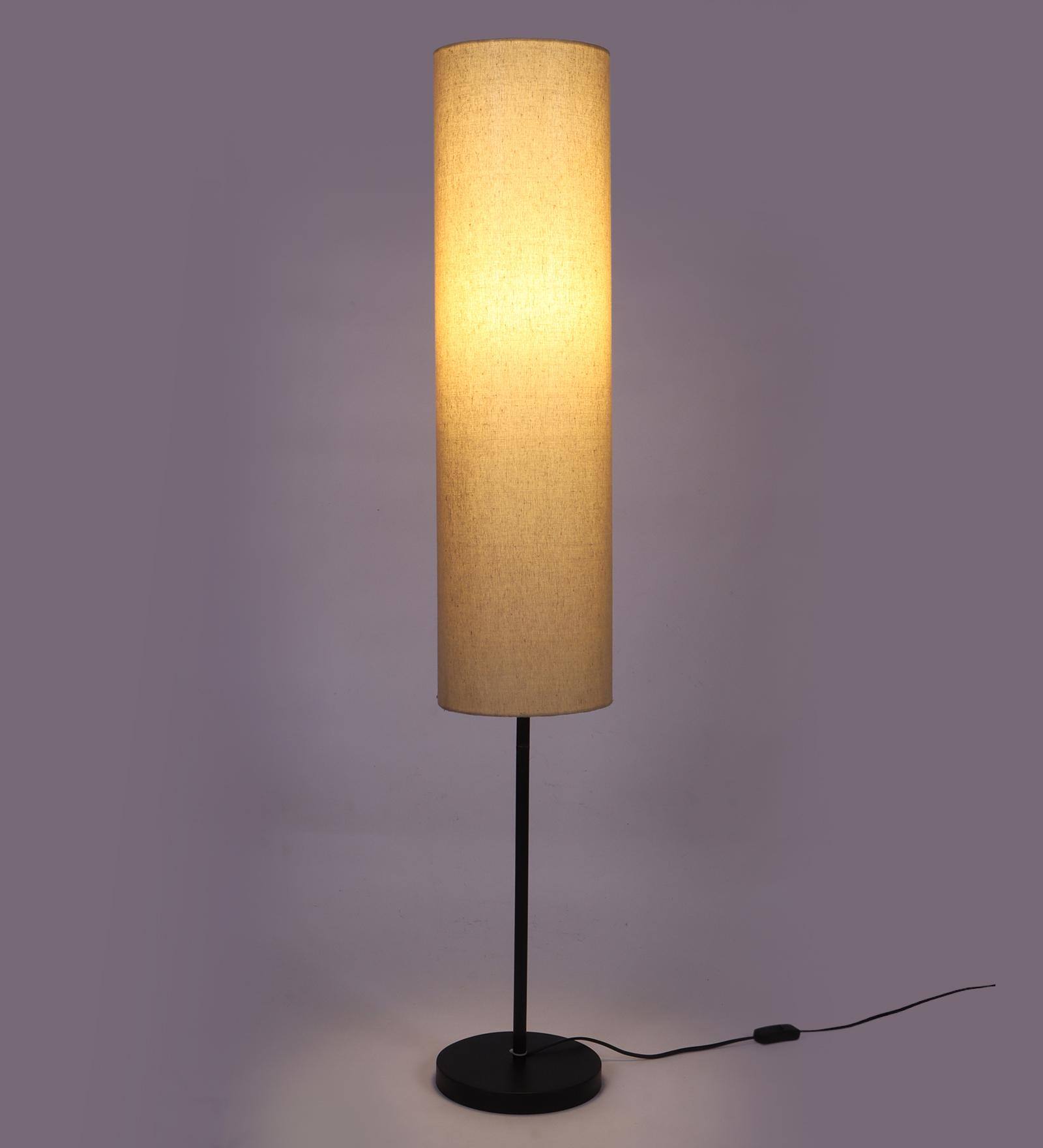 Large Shade Club Floor Lamp in Beige Shade