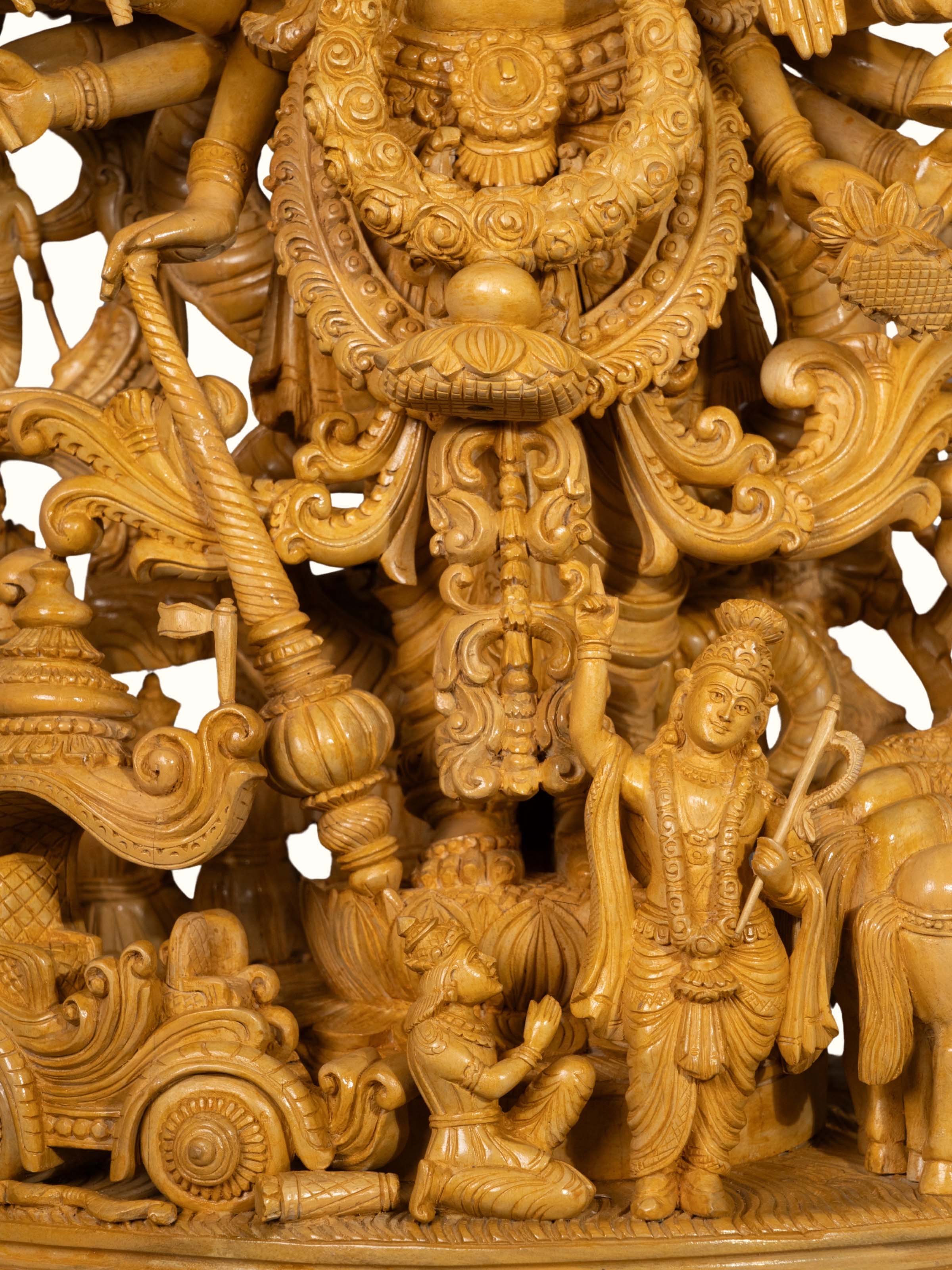 Rear detail view of the Wood Carved Vishwaroopam Idol