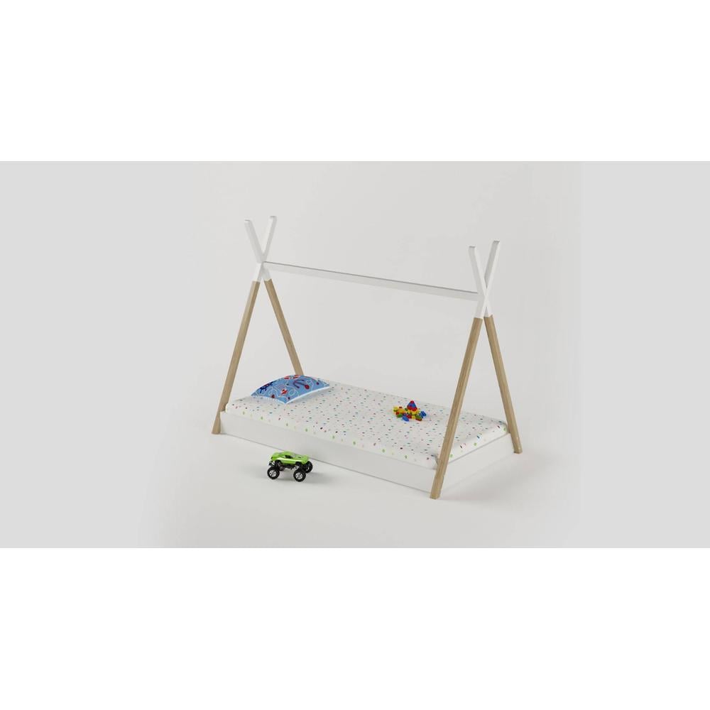 Camping Out Engineered Wood Bed in White Colour