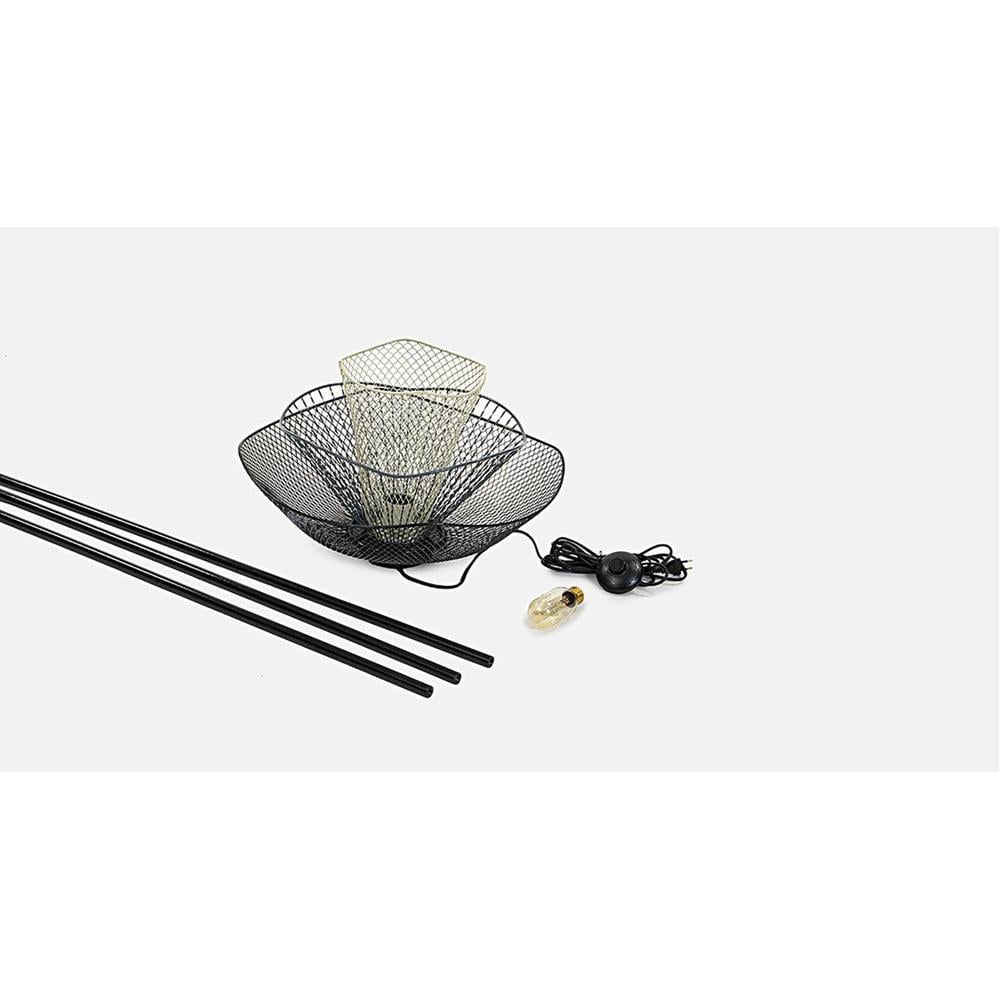 Cleo Off White Floor Lamp With Black Iron Base