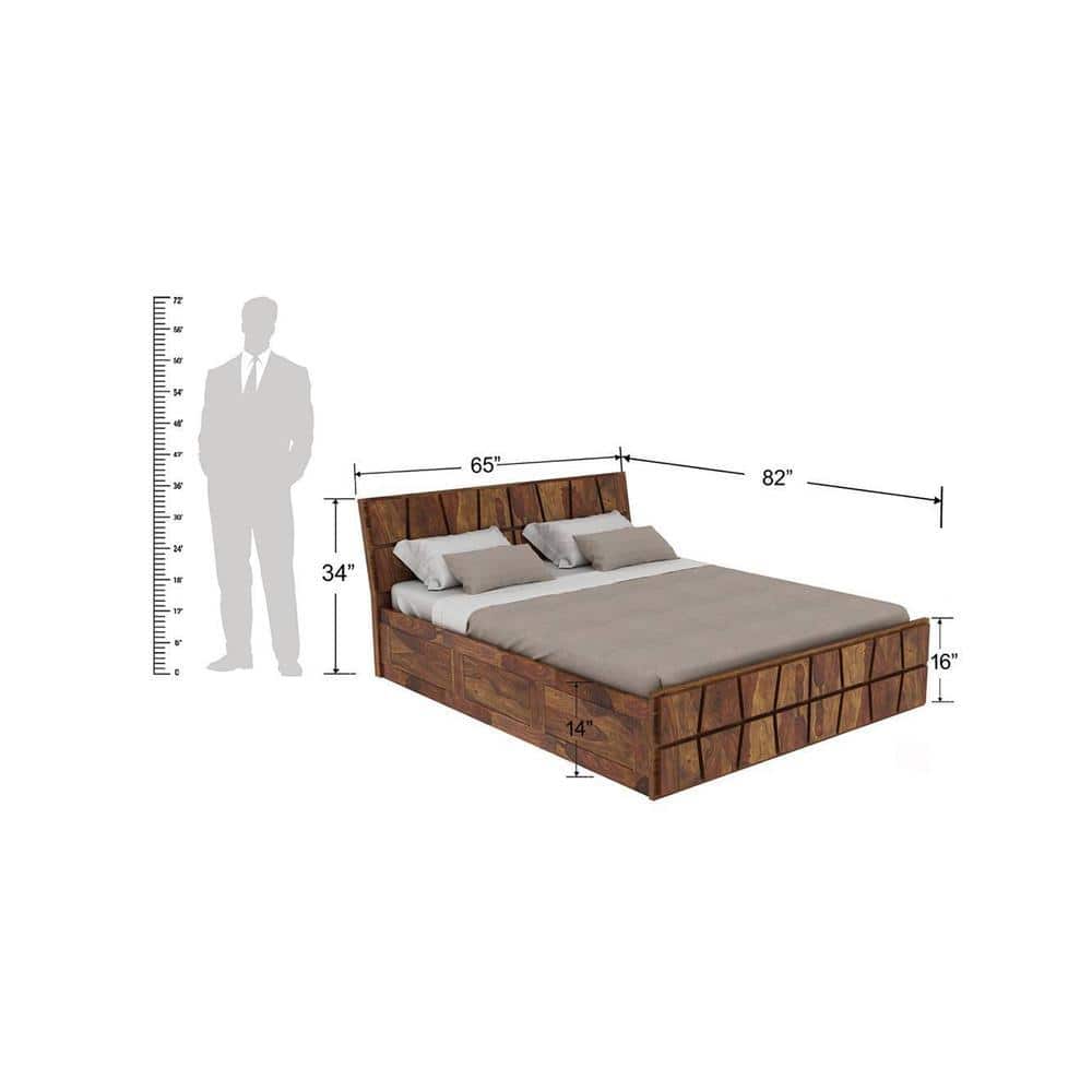 Meighen Solid Wood Queen Platform Storage Bed In Provincial Teak Finish