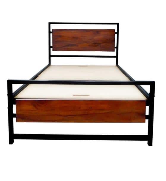 Palmer Metal Single Size Non Storage Bed In Provincial Teak Finish