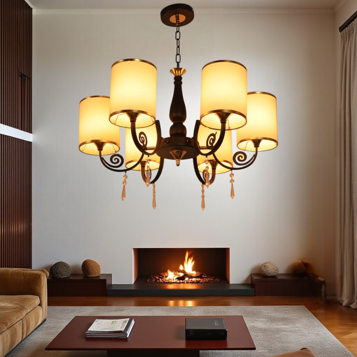 Eliante 6-Light Mild Steel Chandelier, Modern Ceiling Fixture For Living Room, Dining Room - Eliante