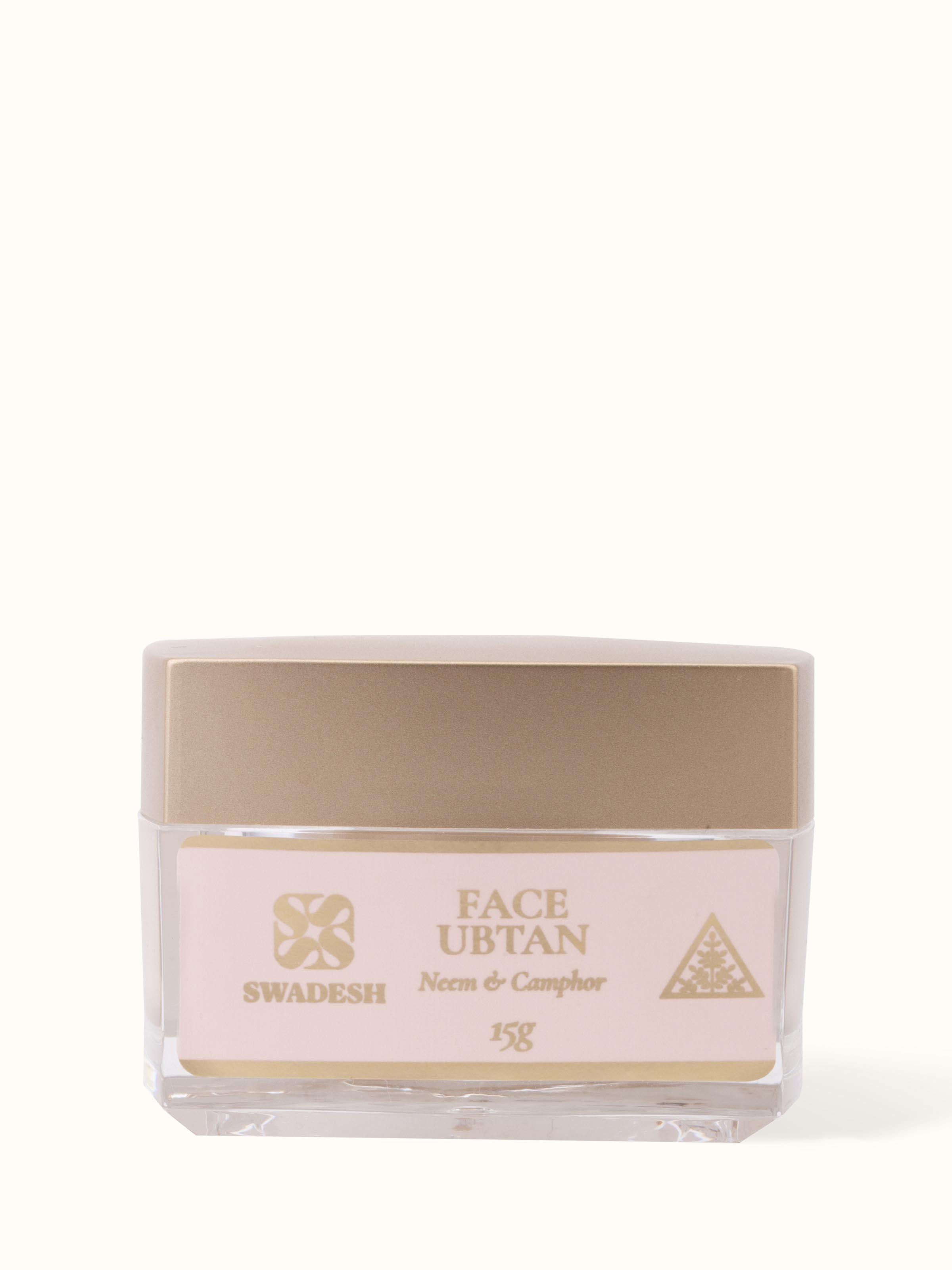 Front view of Face Ubtan Neem & Camphor, highlighting its natural ingredients and rejuvenating formula