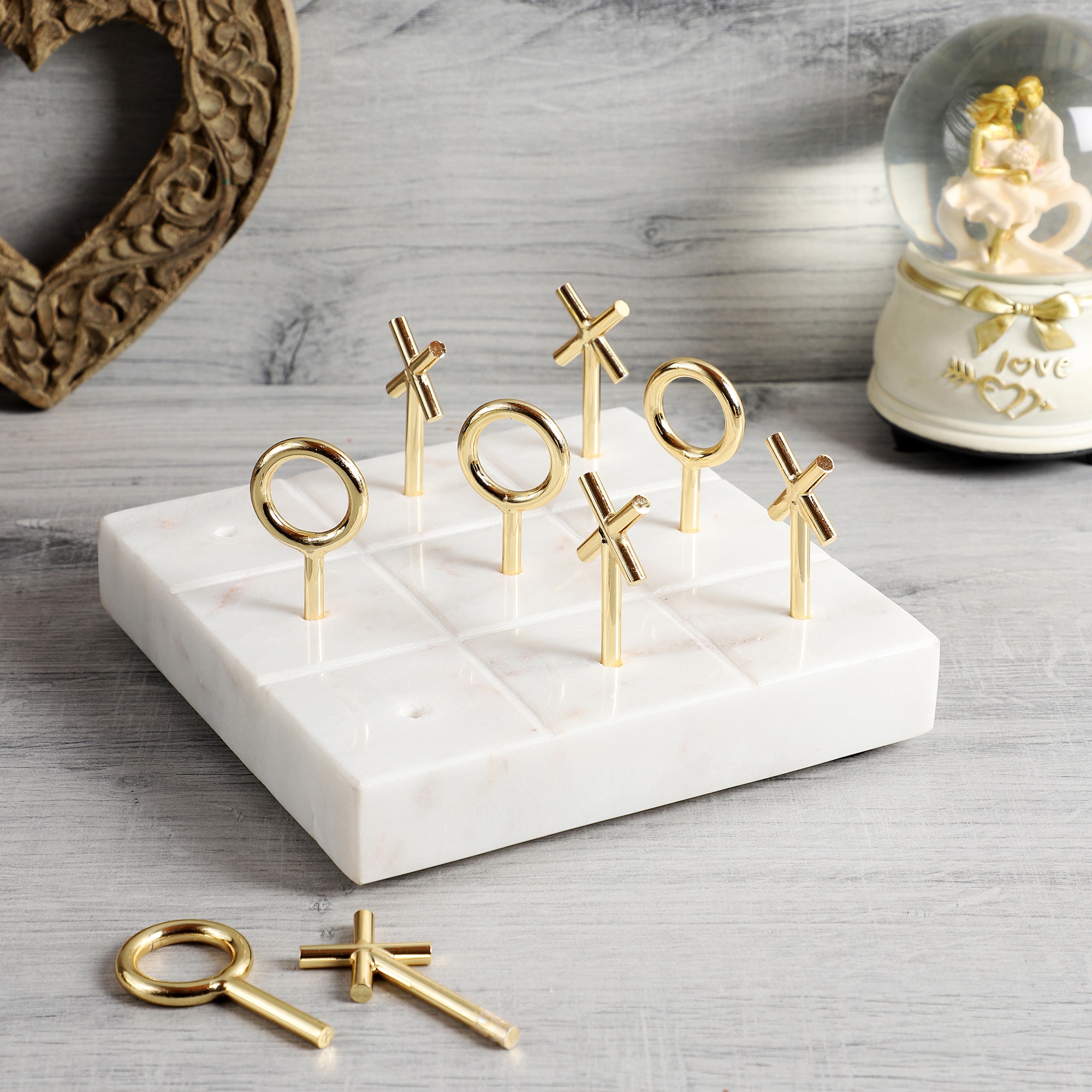 NikkisPride Premium Marble Tic Tac Toe Game Board