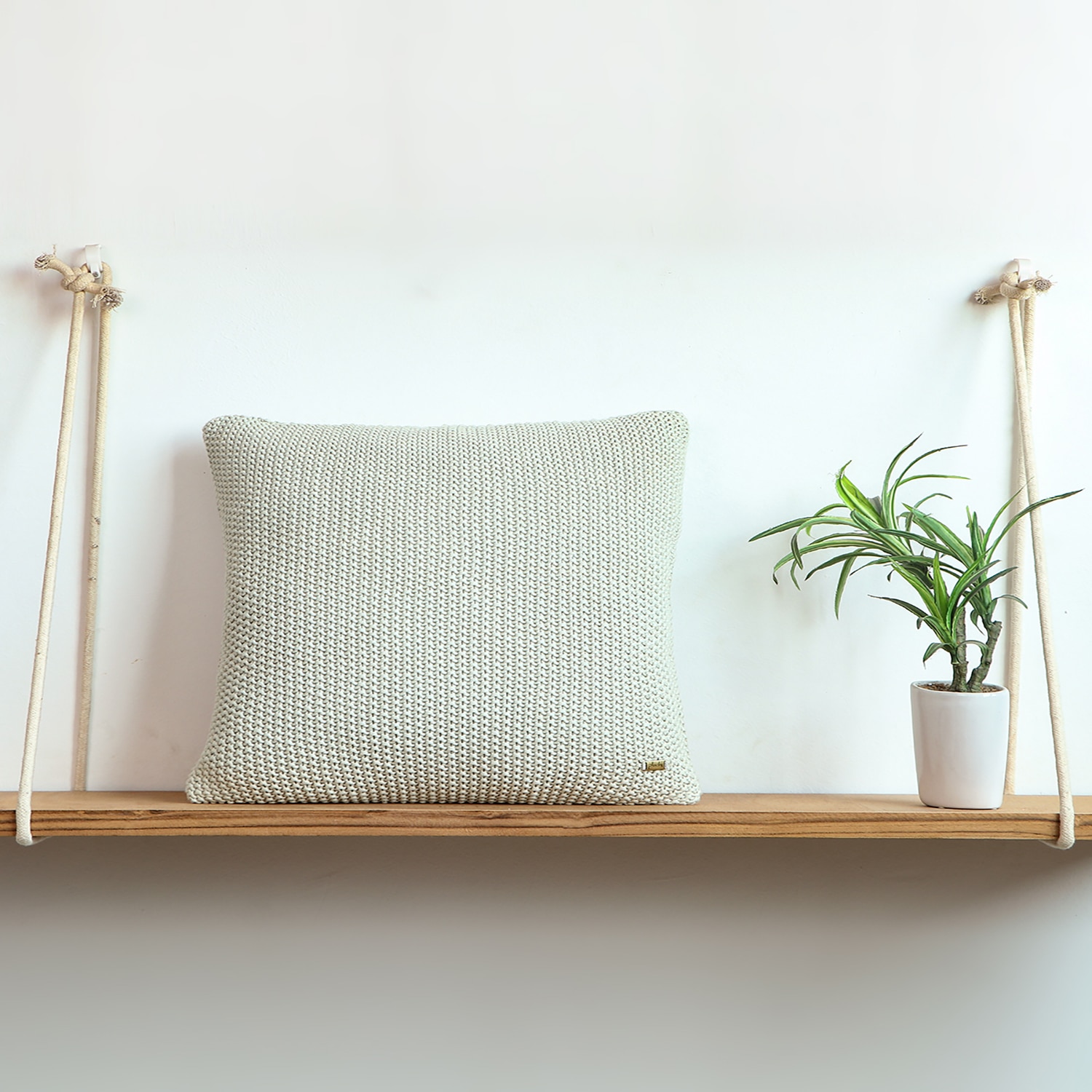 Moss Marld Mint Cream Green Cushion Cover 16X16  Inches - Pluchi