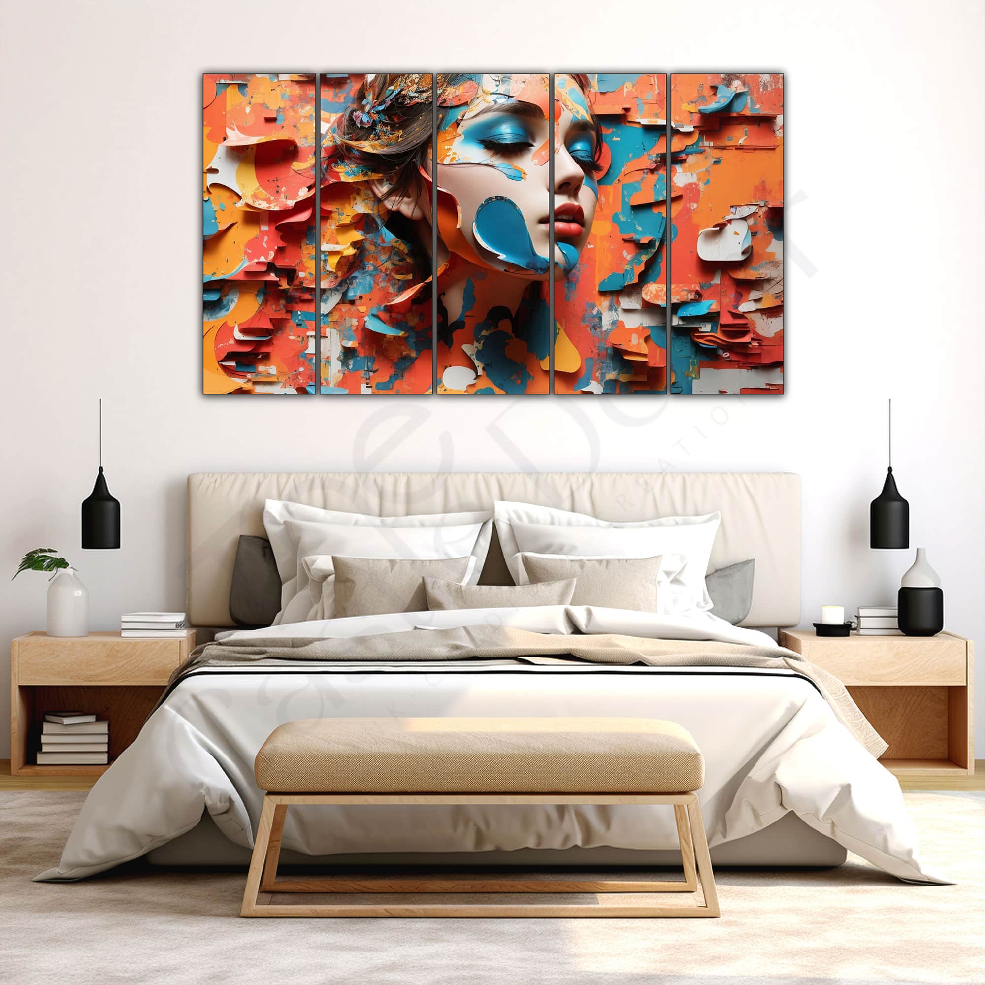 The Castle Decor Women Abstract Wall Painting Wooden Framed Digital Painting 27x48 Inch (Style 5) - The Castle Decor