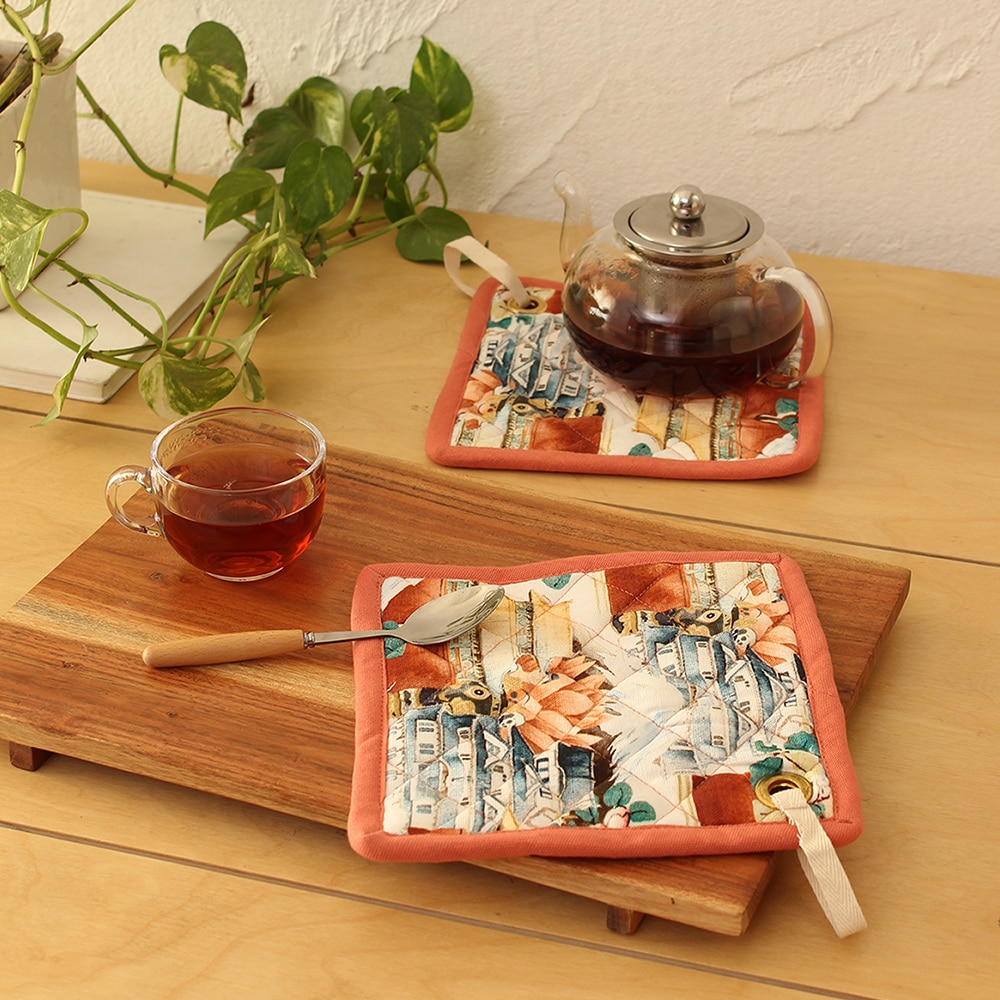 Hemis Gompa Set Of 2 Pot Holders with Multi colour