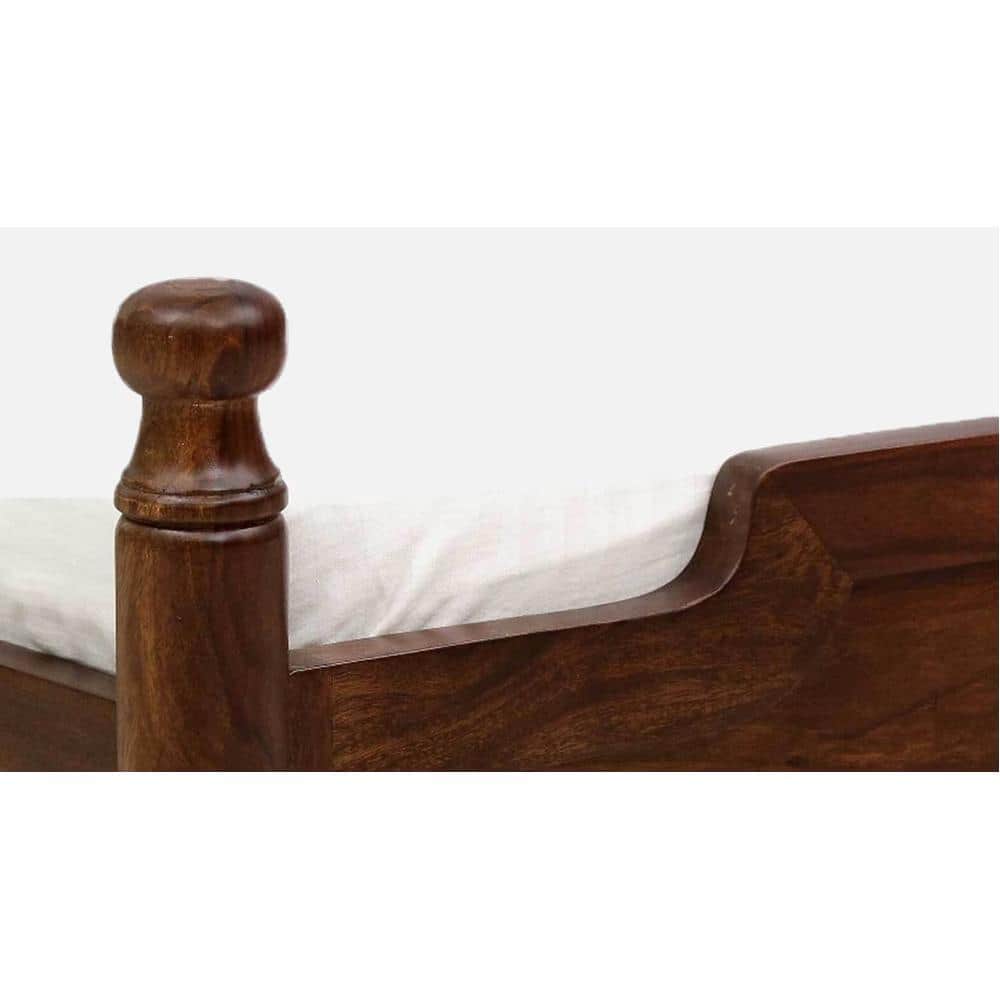 Domino Solid Wood Queen Size Non Storage Bed In Provincial Teak Finish