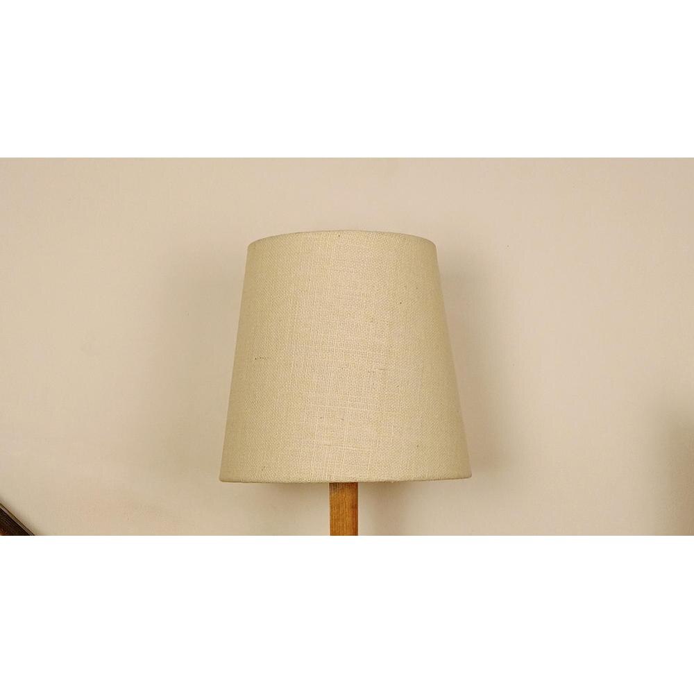 Babel Wooden Table Lamp with Brown Base and Premium White Fabric Lampshade