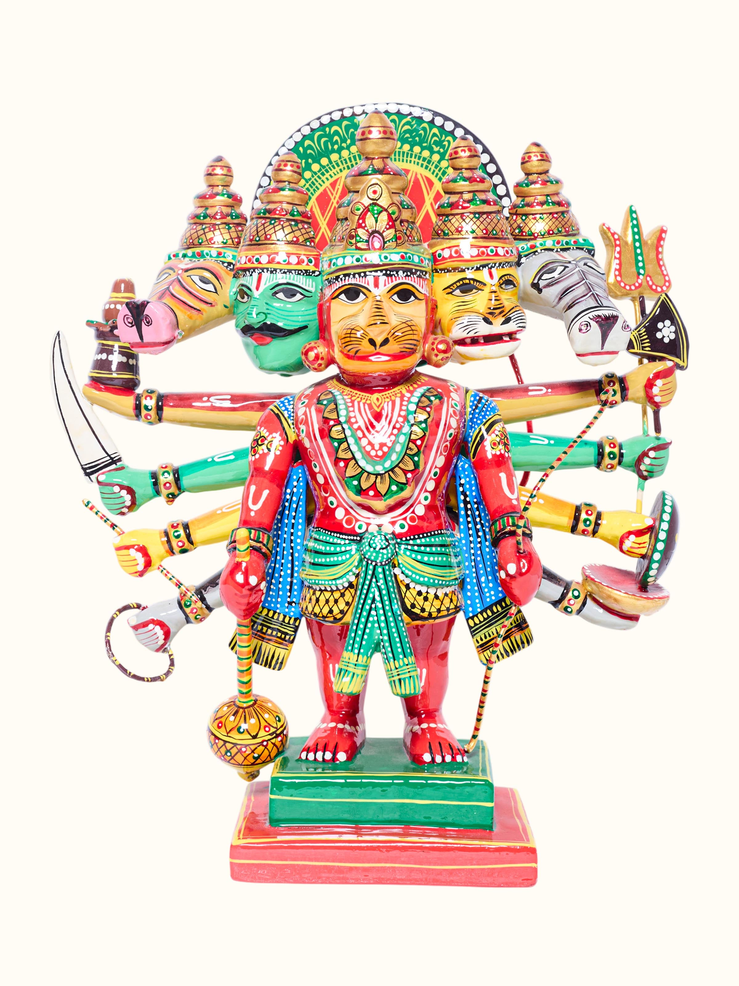 Wood Panchmukhi Hanuman Idol