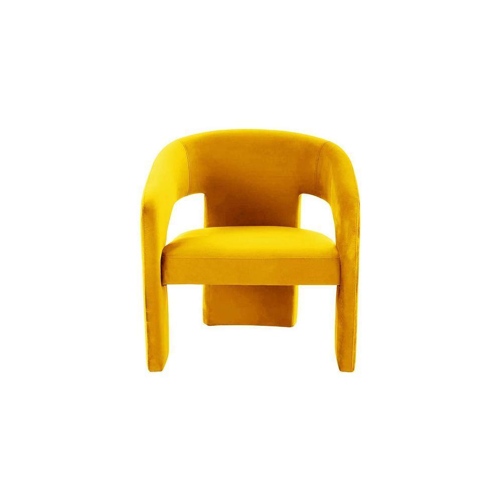 Ashley Velvet Accent Chair in Yellow Colour